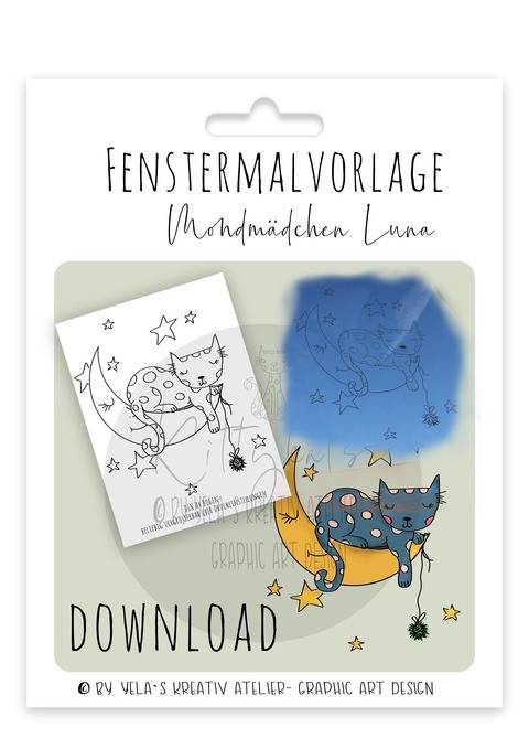 Fenstermalvorlage Yela`s Kreativ Atelier " Luna "