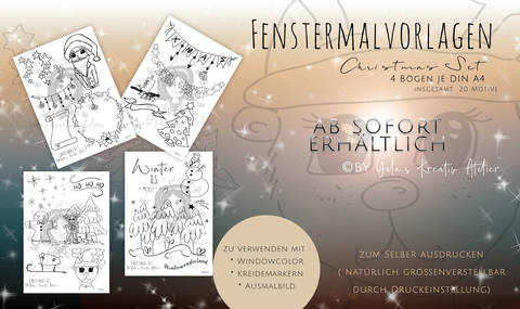 Fenstermalvorlage Yela`s Kreativ Atelier "Xmas Set "