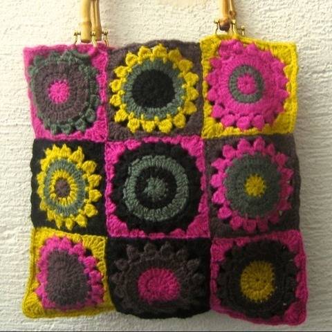 Handtasche Granny Squares Hippie Boho 70er Jahre retro