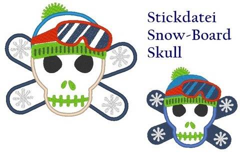 Snow Board Skull Stickdatei