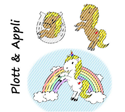 Set Plotterdatei/Appli Einhorn und Pferd Julchen