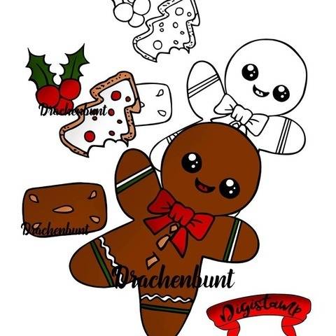 Digi Stamp Printable Lebkuchenmann Weihnachten