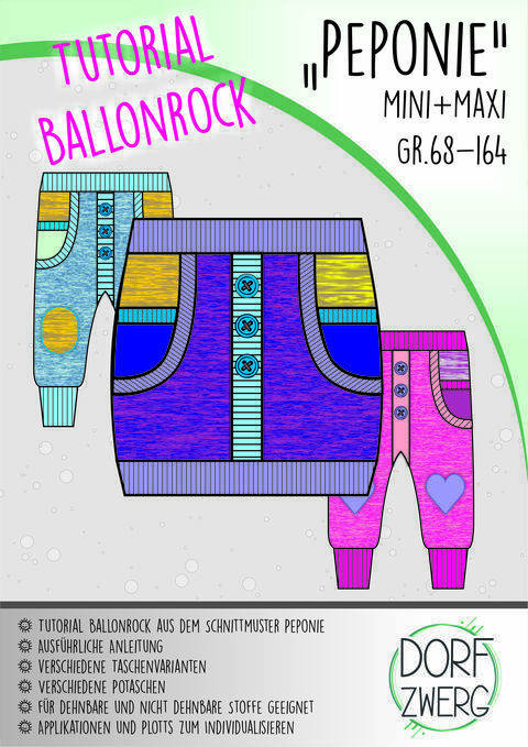 Tutorial Ballonrock zum Schnittmuster Hose Peponie Gr.68-164