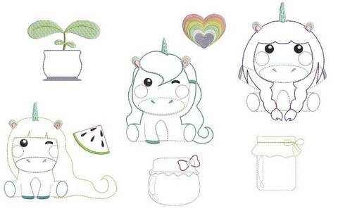 Stickdatei - Sweet Unicorns Appli in PES