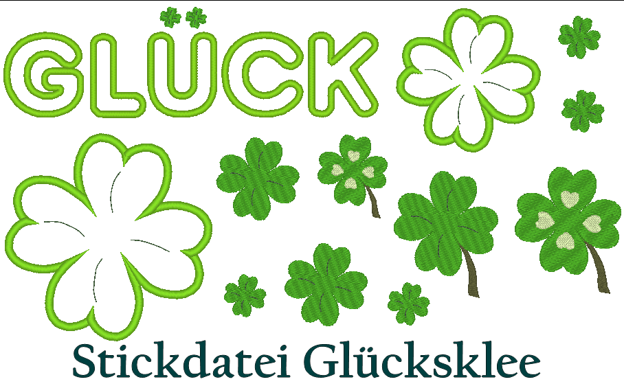 Glücksklee Stickdatei Kleeblatt Klee