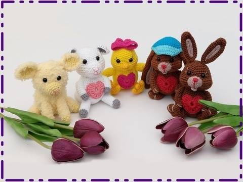 Häkelanleitung Oster-Trio Hase Lamm Küken