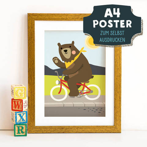 A4 Poster Bär im Frühling zum selbst Ausdrucken