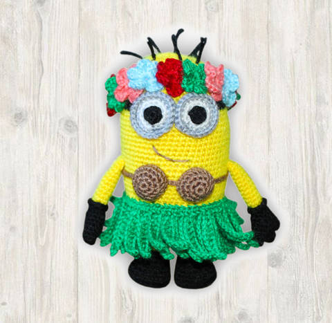 Minion Hula Crochet Pattern, Crochet Minion Hawaii Girl