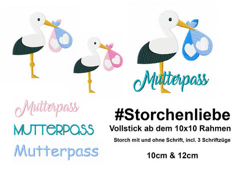 Vollstick "Storchenliebe Zwilling" ab dem 10x10 Rahmen