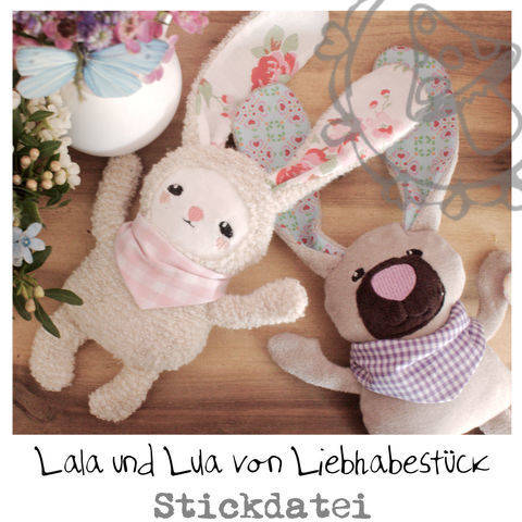 Stickdatei Lala und Lulu, Hasen ith für Babys und Große