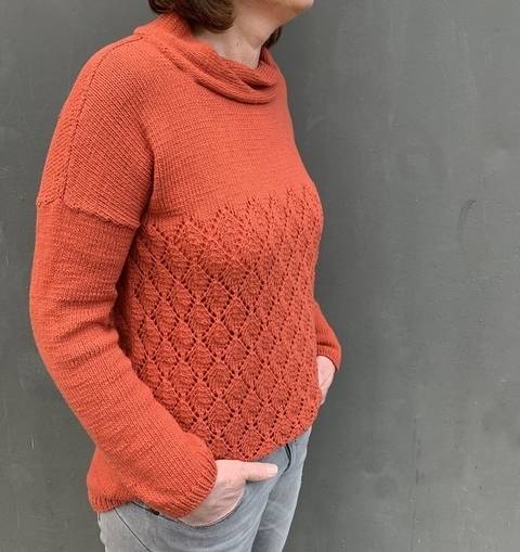 Strickanleitung, Pullover mit Blattmuster