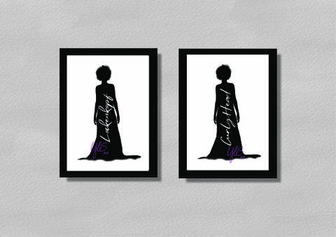 Poster zum Ausdrucken, 2 Varianten, Lockenkopf, s/w