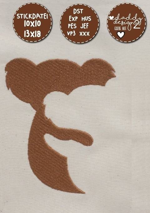 Schatten-Stickdatei - KOALA LIEBE - 10x10 18x13