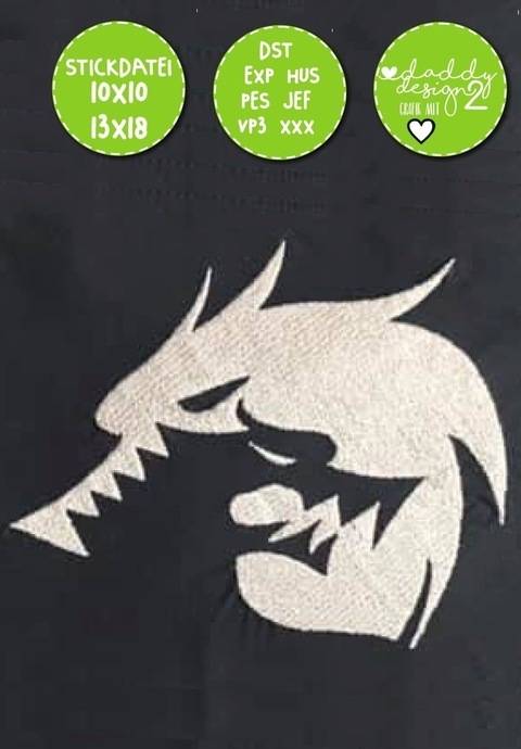 Schatten-Stickdatei - DRACHEN LIEBE - 10x10 18x13