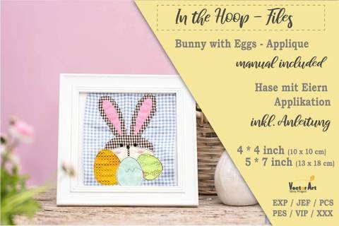 Osterhase mit Eier - Stickdatei Applikation
