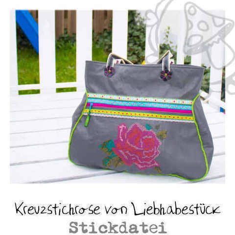 Liebhabestück Kreuzstichrose, Stickdatei