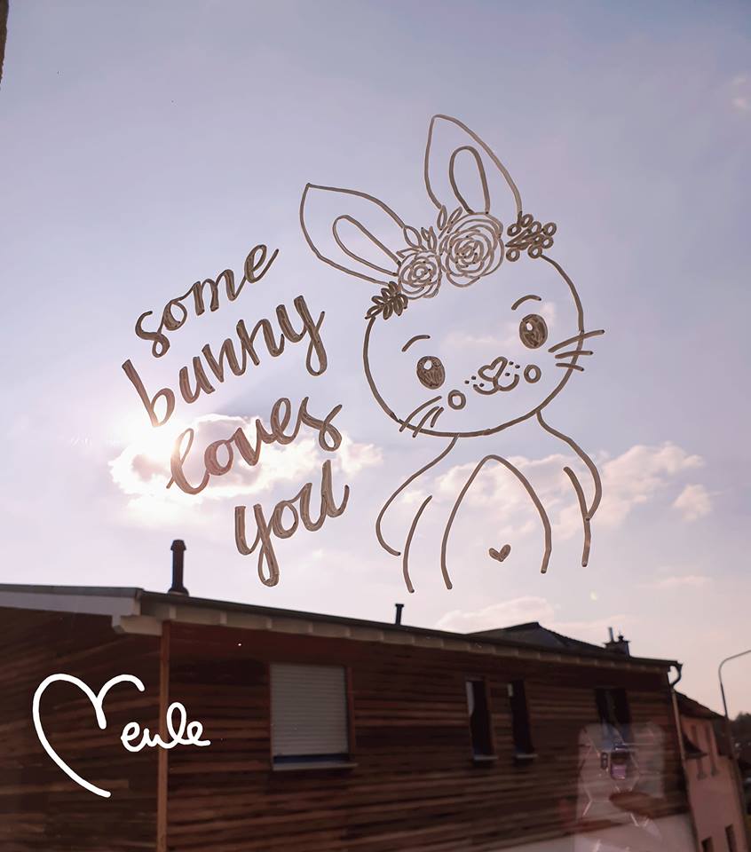 Malvorlage Bunnylove 28cmx39cm für Kreidestifte
