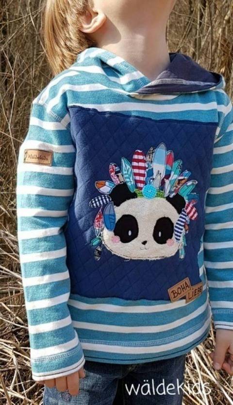 Stickdatei Boho Panda Häuptling 18x30