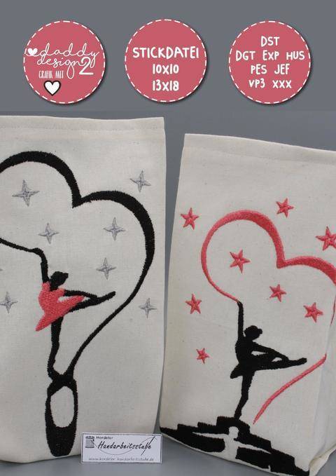 Ballett-Stickdatei - 2 BALLERINA MOTIVE - 10x10 13x18