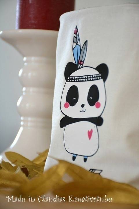Plottervorlage Boho Panda Indianer