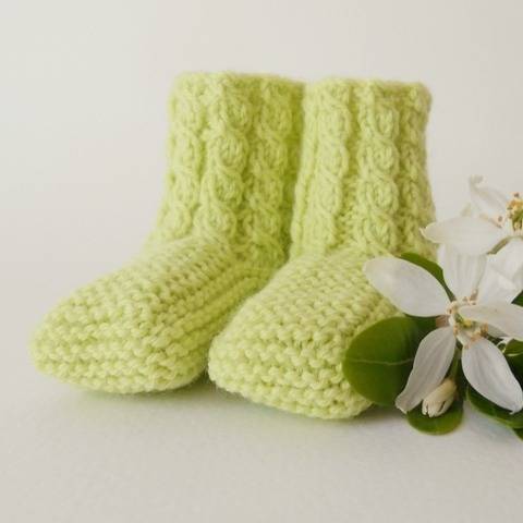 Chaussons torsades 9 mois - tutoriel tricot bébé PDF