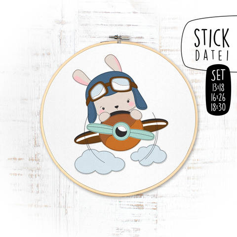 KLEINER PILOT DOODLE Stickdatei SET