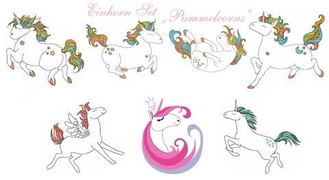 Einhorn Set "Pummelcorns" Stickdatei