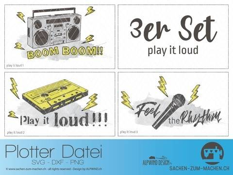 Plotter-Datei "play it loud" 3er-Set