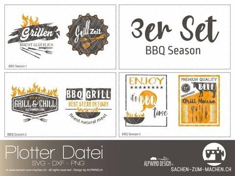 Plotter-Datei "BBQ Season" 3er-Set