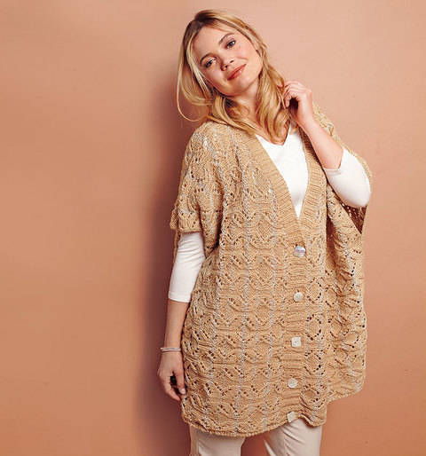 Quergestrickte Ponchojacke
