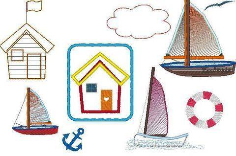 Anker Stickdatei Serie Boot Maritim 60 Dateien bis 13x18 cm