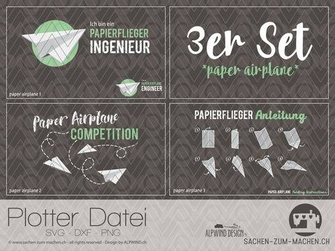 Plotter-Datei "paper airplane" 3er-Set