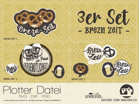Plotter-Datei "Brezn-Zeit" 3er-Set