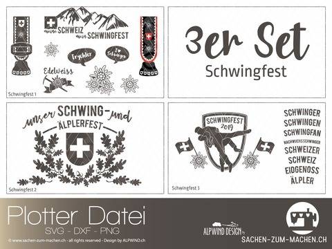 Plotter-Datei "Schwingfest" 3er-Set