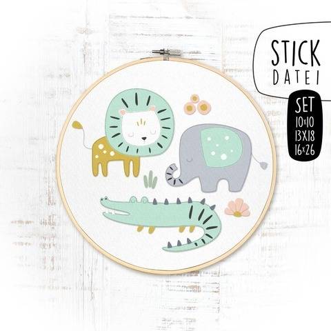 SET JUNGLE BABY DOODLE (3) Stickdateien
