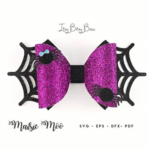 Halloween Bow, Spiderweb Bow Template SVG