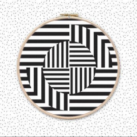 OP ART QUZZ Kreuzstich Muster Stickvorlage