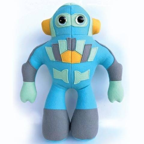 Robot toy sewing pattern with appliqué. (EN)
