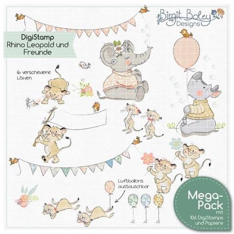 Birgit Boley Designs • DigiStamp RhinoLeopold und Freunde