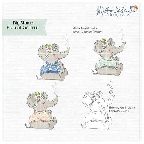 Birgit Boley Designs • DigiStamp Elefant Gertrud