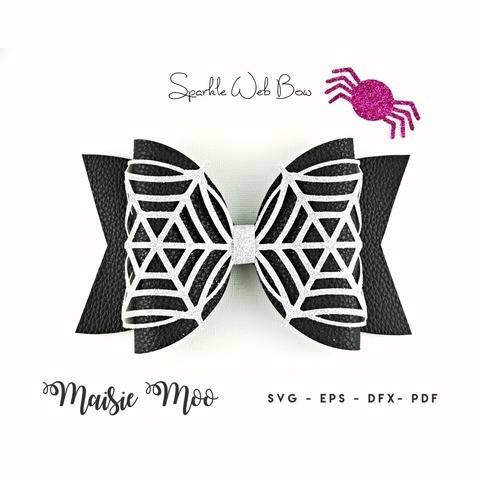 Halloween Bow, Spiderweb Bow Template SVG, Lace Bow SVG,