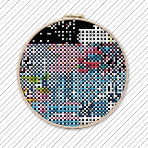Abstrakt moderne Kreuzstichvorlage . #011