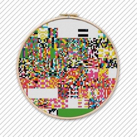 Abstrakte Kunst Kreuzstich Vorlage . #014