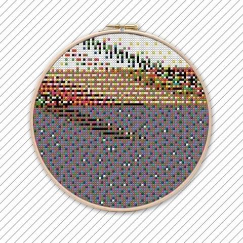 Geometrisches Kreuzstich Stickmuster . POLYCHROME #032