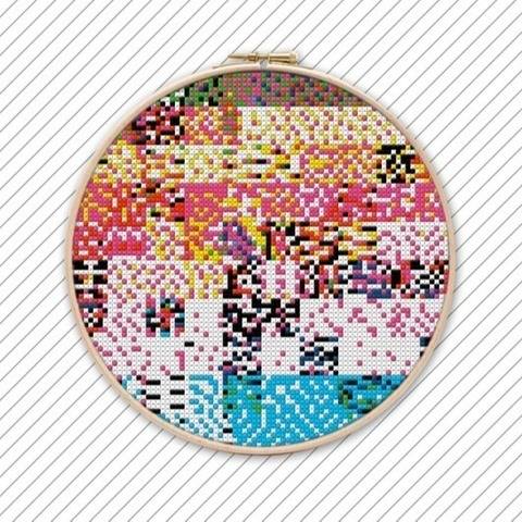 Buntes Kreuzstichmuster . POLYCHROME #034 . Stickmuster