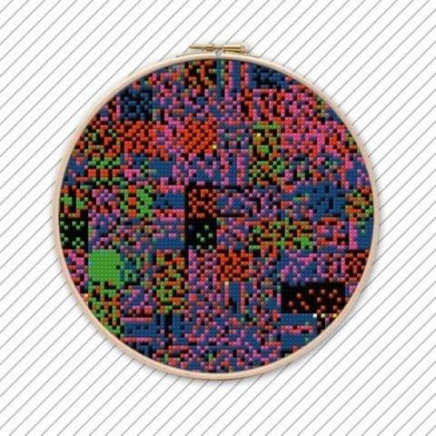 Poppiges Kreuzstich Stickmuster . POLYCHROME #035