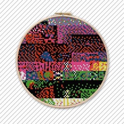 Bunte Kreuzstich Stickanleitung . POLYCHROME #038