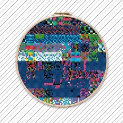 Bunt Sticken Vorlage. POLYCHROME #037 . Kreuzstichmuster
