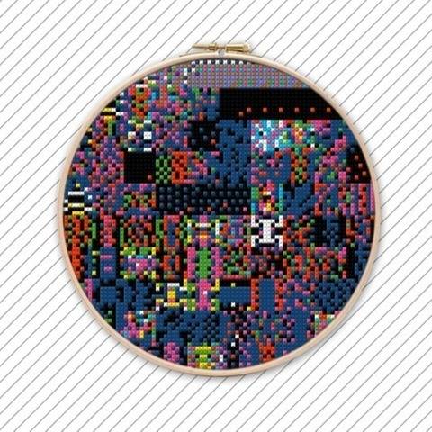 Modernes Stickmuster . POLYCHROME #022 . Kreuzstichvorlage