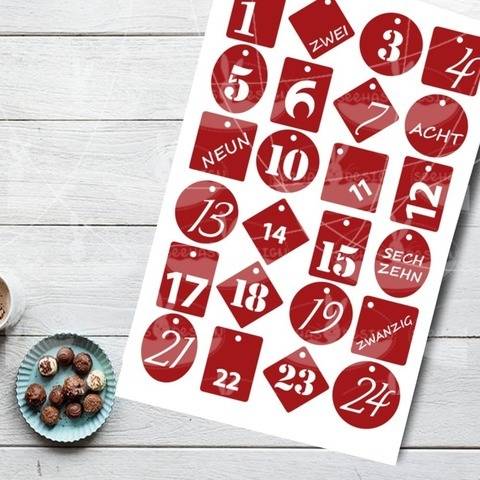 Plotterdatei - Adventskalender-Zahlen 1-24
